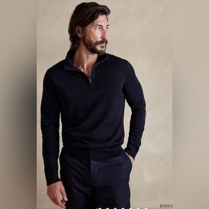 Banana Republic Premium Cotton Cashmere navy Blue
Quarter Zip Sweater.